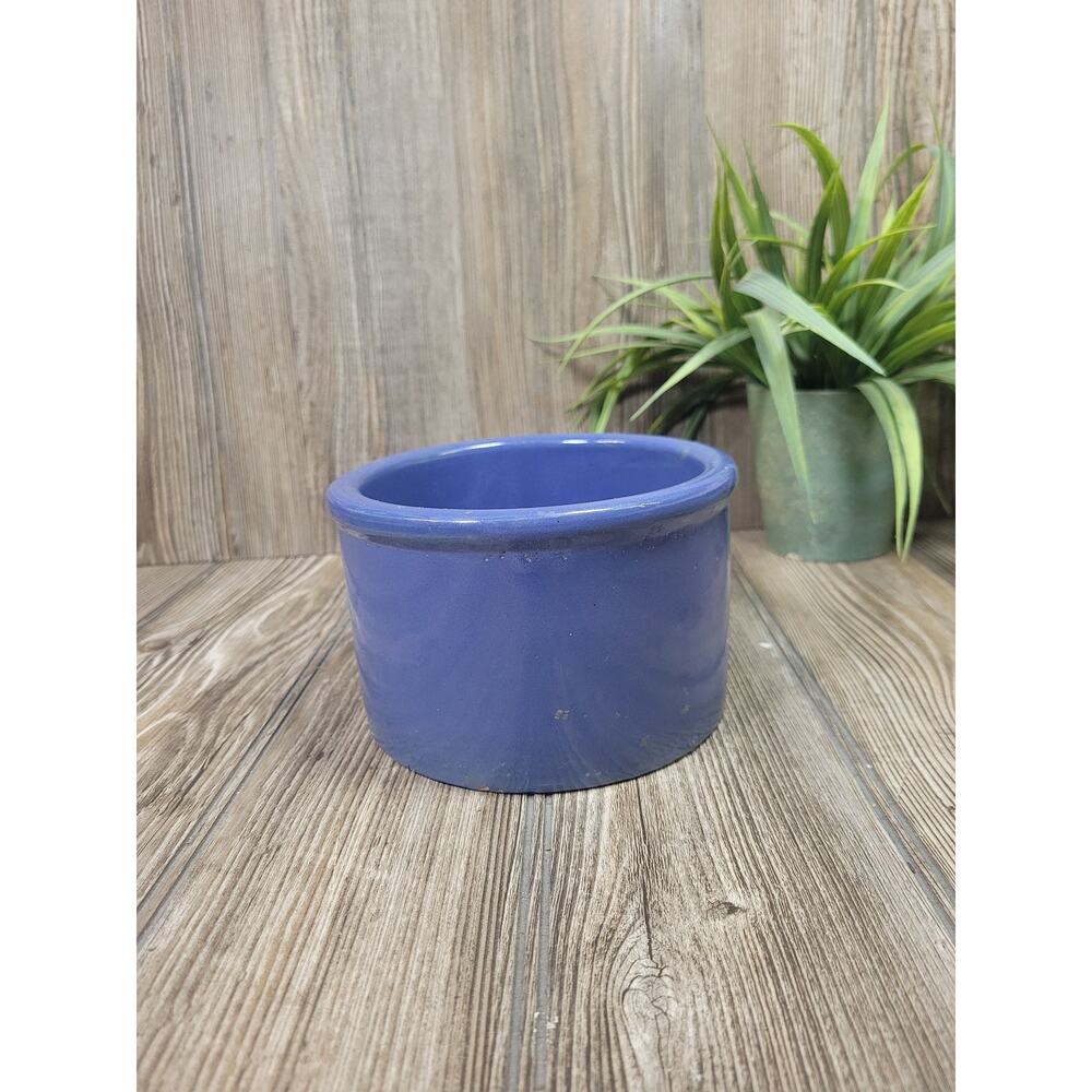 Vintage Butter Crock, Blue Stoneware 2 lb, Country Kitchen, Farmhouse Primitive